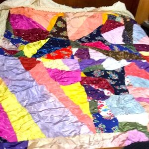Beautiful silk crazy quilt